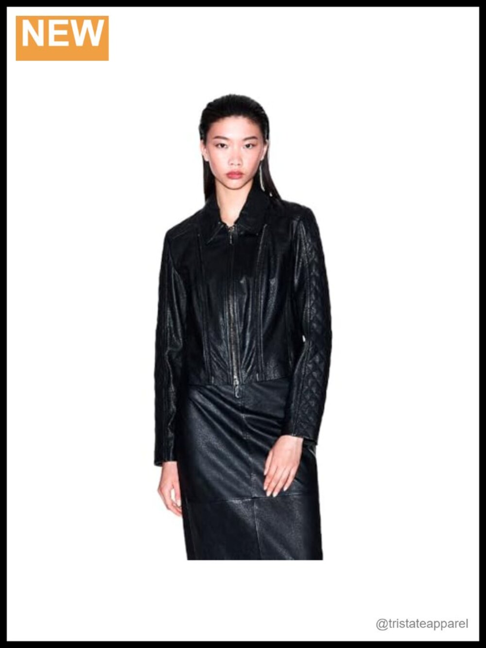 Women's Real Sheep Leather Moto Jacket Long Sleeve Fall